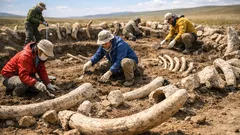 マンモスの骨で作られた謎の建物、1万8000年前の目的が年代測定で見えてきた